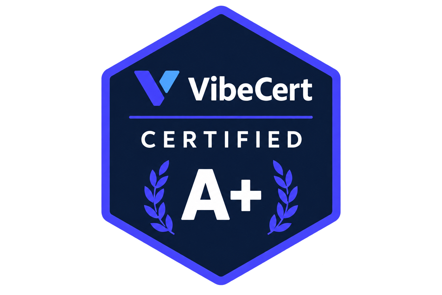 hypothetical graphical VibeCert certification badge